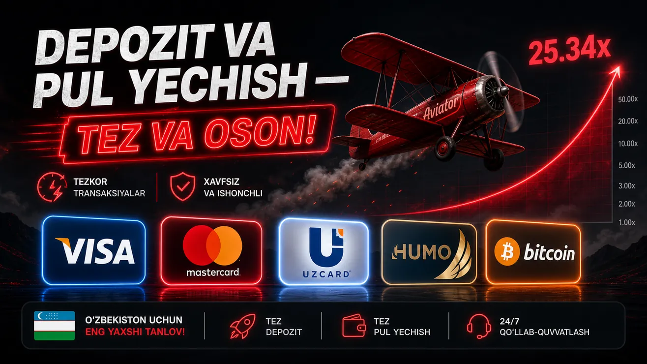Aviator depozit usullari UzCard Humo Visa kripto qo'llanmasi